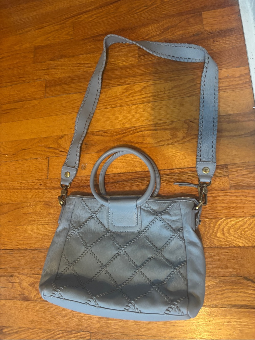 HOBO Quilted Gray Shoulder Bag with Detachable Strap